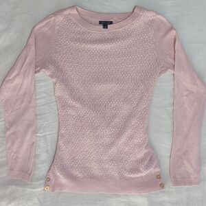 Tommy Hilfiger Light Pink Cotton Cable Front Sweater